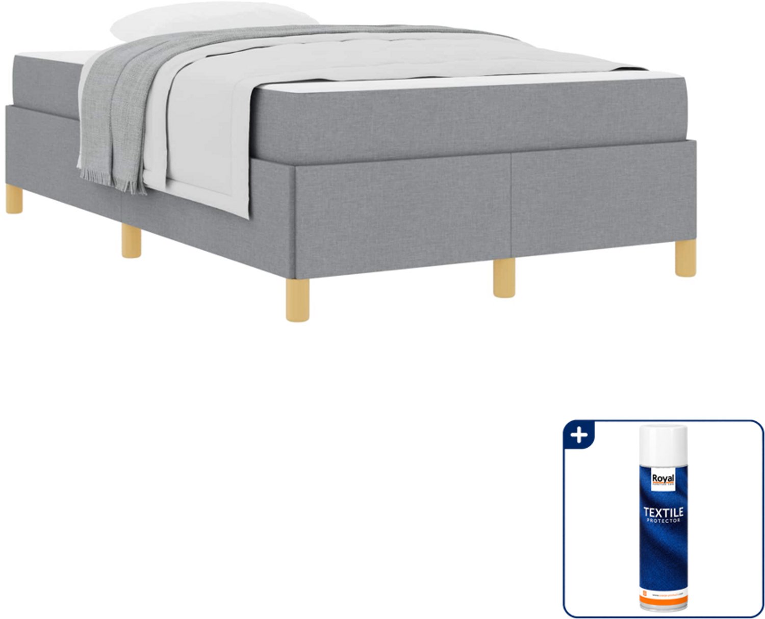 vidaXL Bedframe - 120 x 190 cm - stof - lichtgrijs - Inclusief textielbeschermer 500 ml Taupe