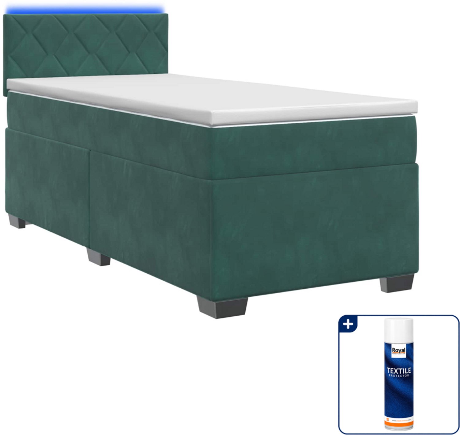 vidaXL boxspring - 80 x 200 cm - fluweel - donkergroen - Inclusief textielbeschermer 500 ml