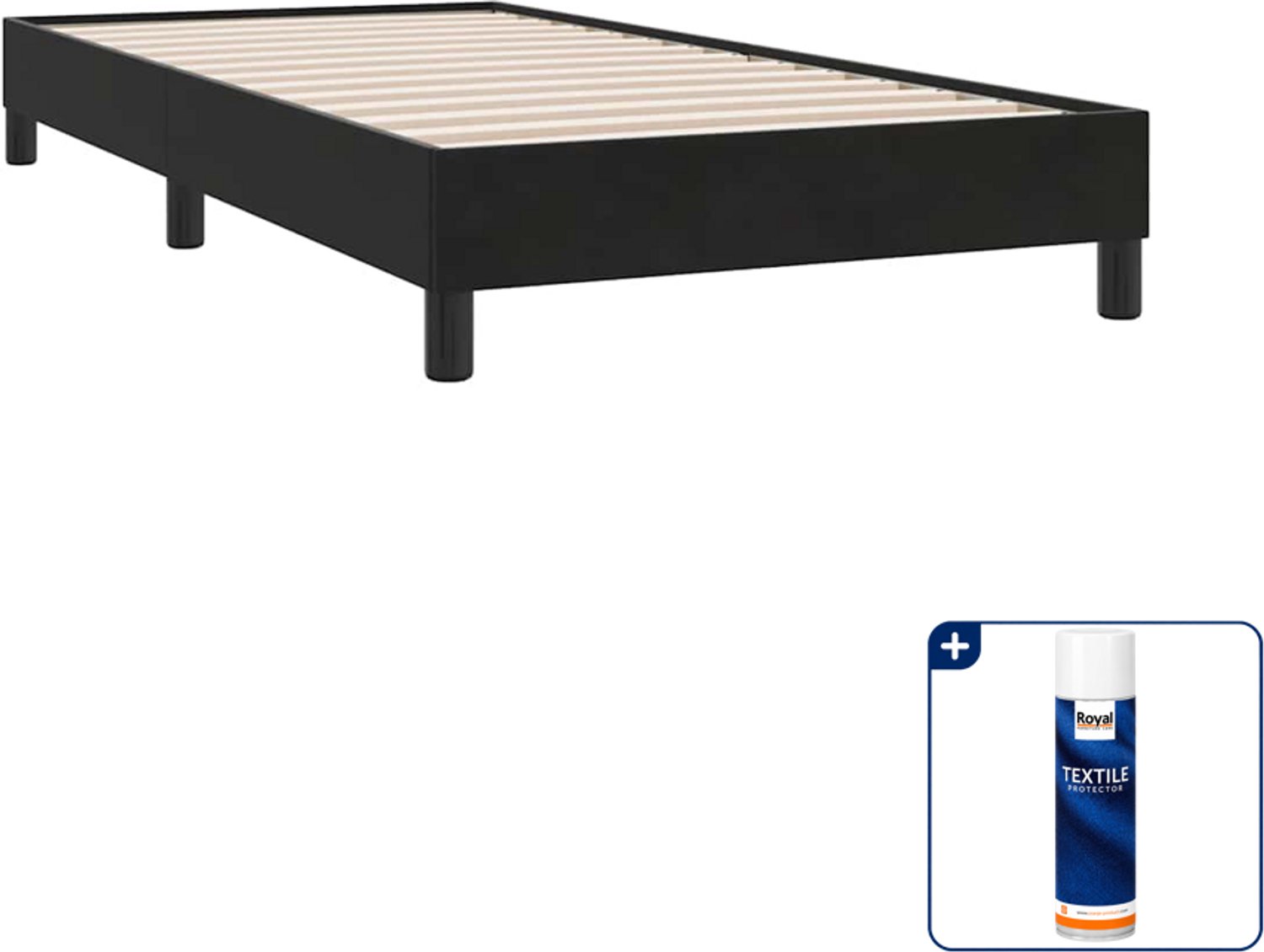 vidaXL Bedframe - 80 x 210 cm - fluweel - zwart - Inclusief textielbeschermer 500 ml