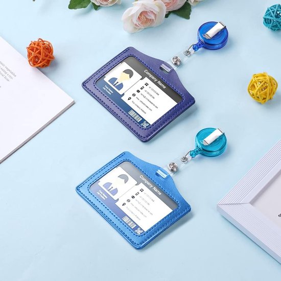 ID Badge Houder Set van 2, Inclusief Retractable ID Badge Reel, Ideaal voor School, Werk en Evenementen, Lichtblauw en Duurzaam — afbeelding 4