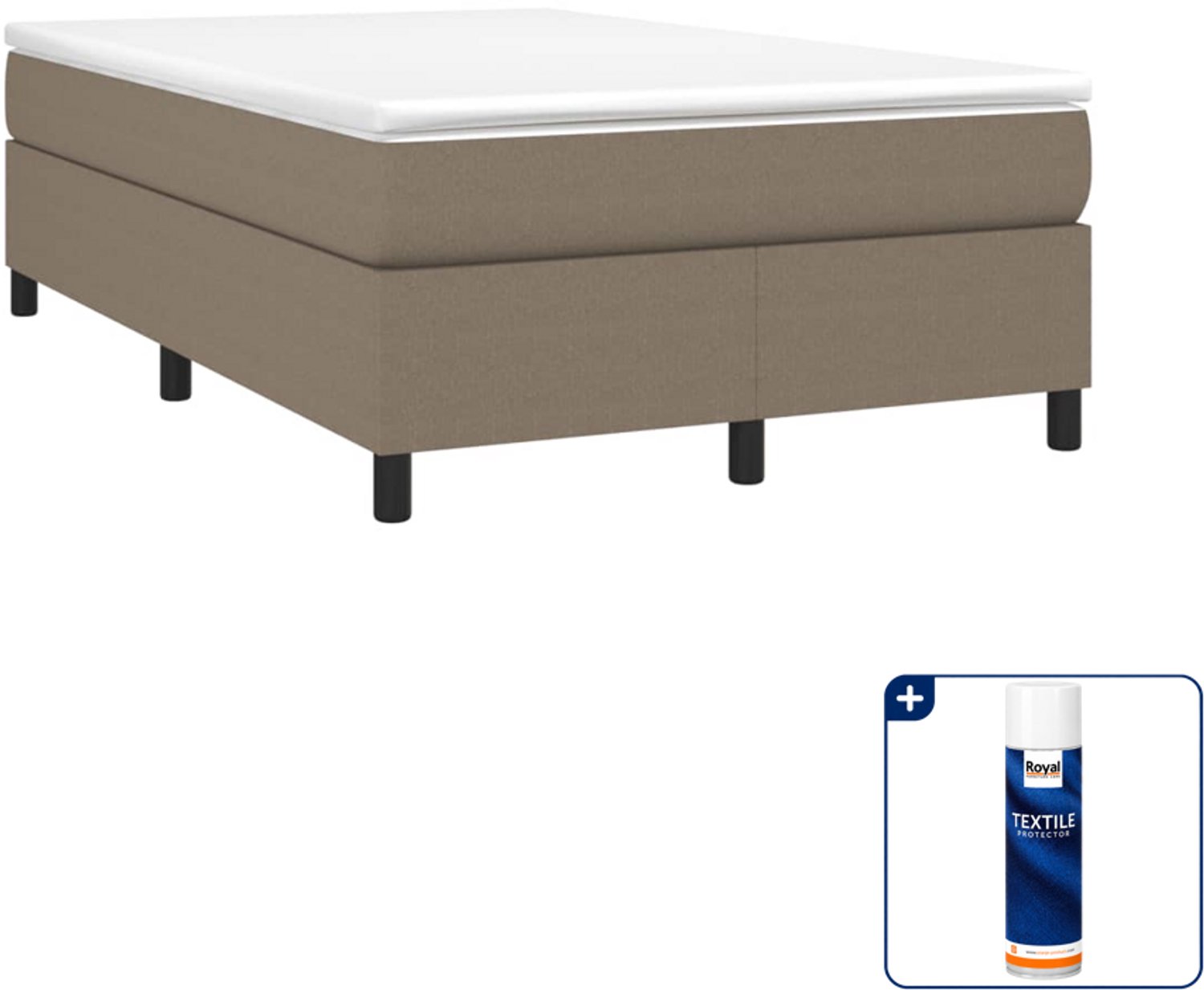 vidaXL boxspring met matras - 120 x 190 cm - taupe - Inclusief textielbeschermer 500 ml