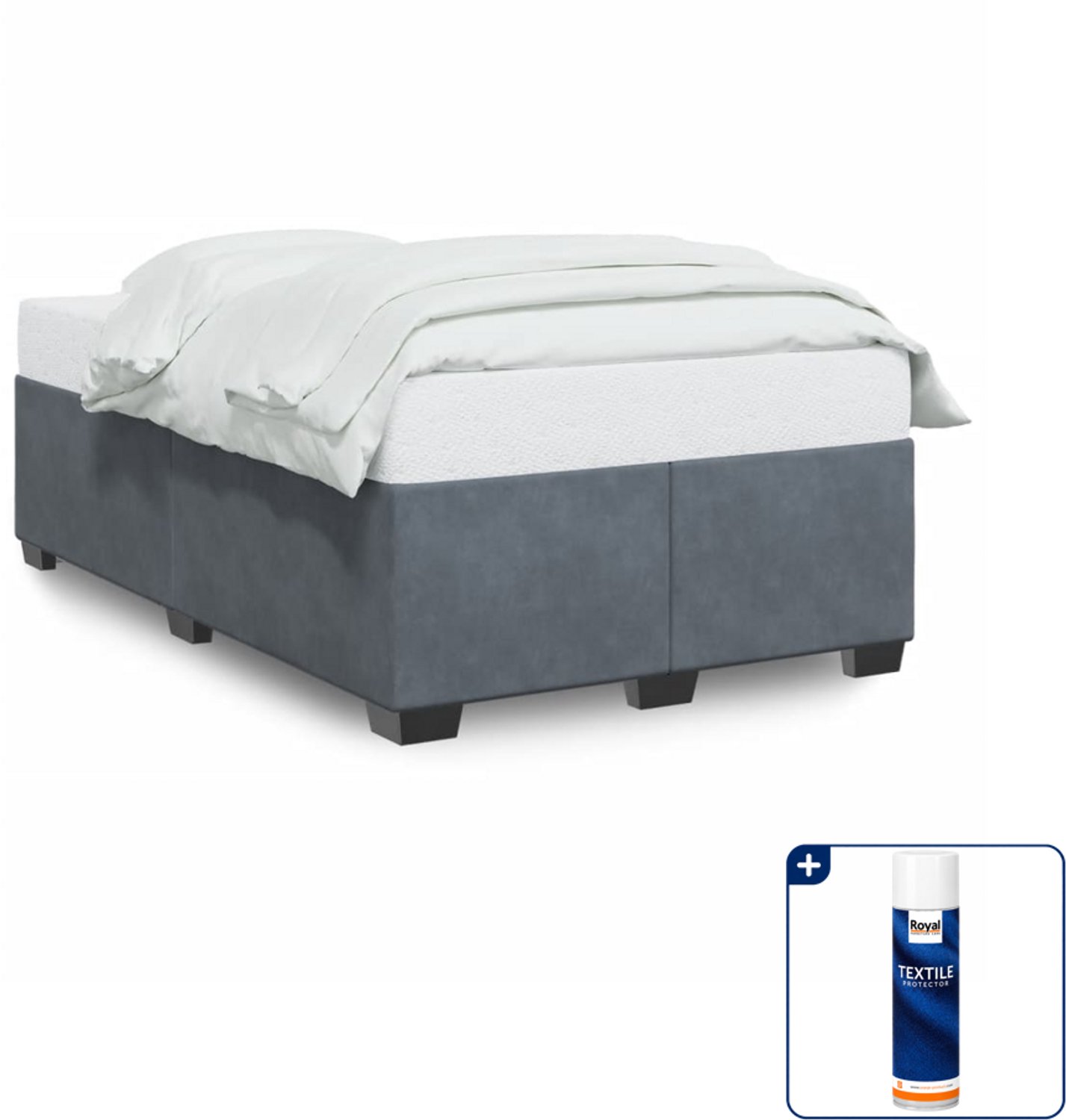 vidaXL bedframe 120 x 190 cm - fluweel - donkergrijs - Inclusief textielbeschermer 500 ml Taupe
