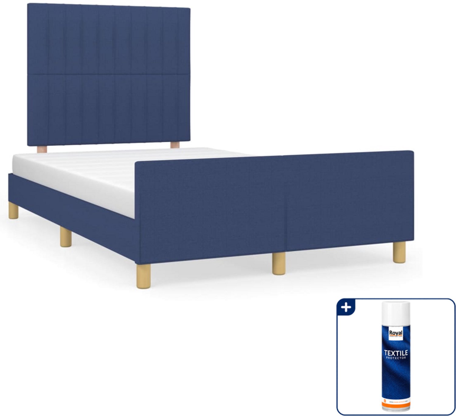 vidaXL bedframe 120 x 190 cm - stof - blauw - Inclusief textielbeschermer 500 ml Zwart