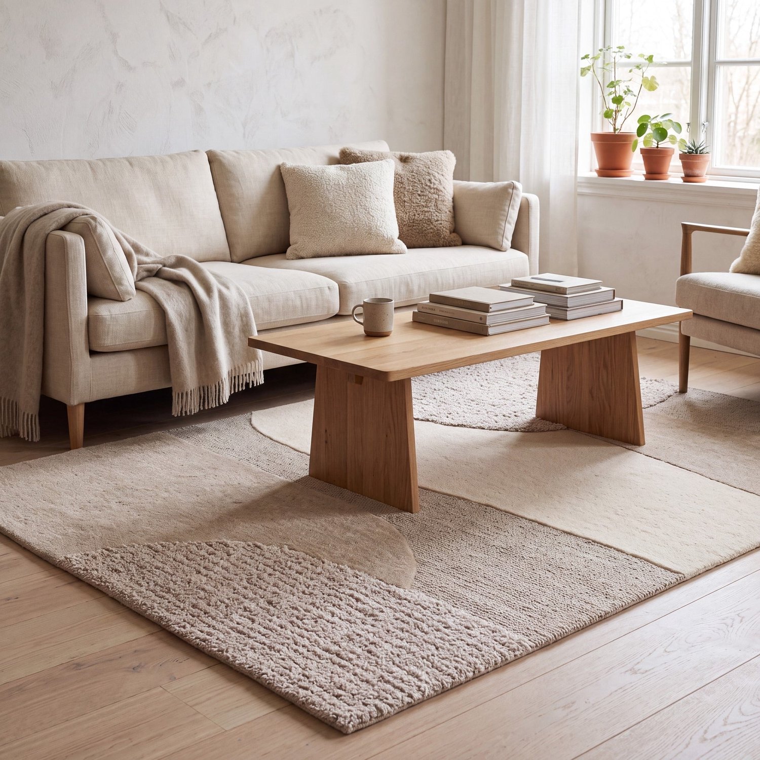 Acsento Bergen Vloerkleed - Beige,Ivoor - Rechthoekig - Wol - Woonkamer, Slaapkamer - Abstract - Scandinavisch, Modern, foto 3