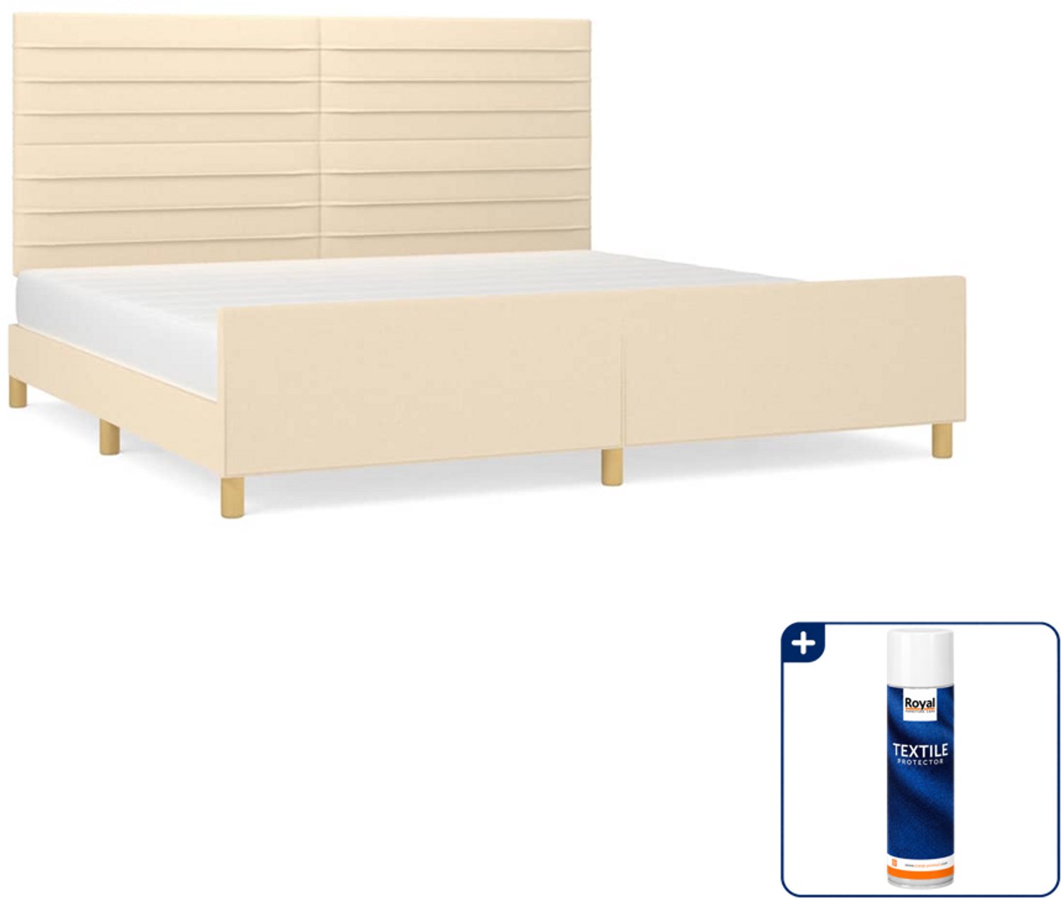 vidaXL bedframe - 200 x 200 cm - stof - crème - Inclusief textielbeschermer 500 ml