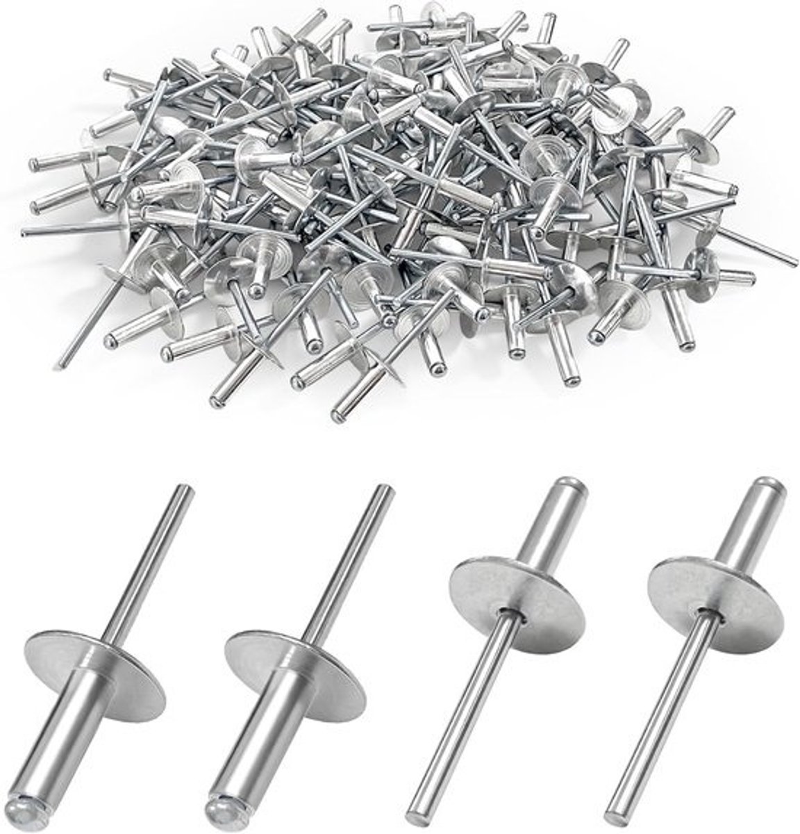 120x Koepelkop Popklinknagels Zilver Blindklinknagels 4.8x16mm
