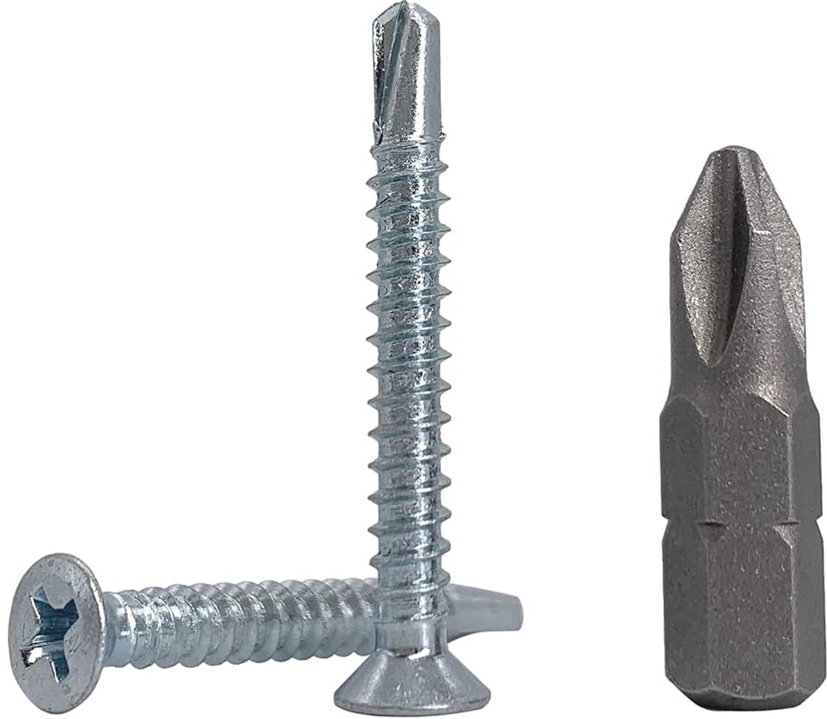 (verpakking van 100 stuks) DIN 7504 P verzinkt staal 3,9 x 32 mm schroeven, zelfborende plaatmetalen schroef, (PH) kruiskopkop, verzonken kop zelftikken (100, 3,9 x 32 mm)
