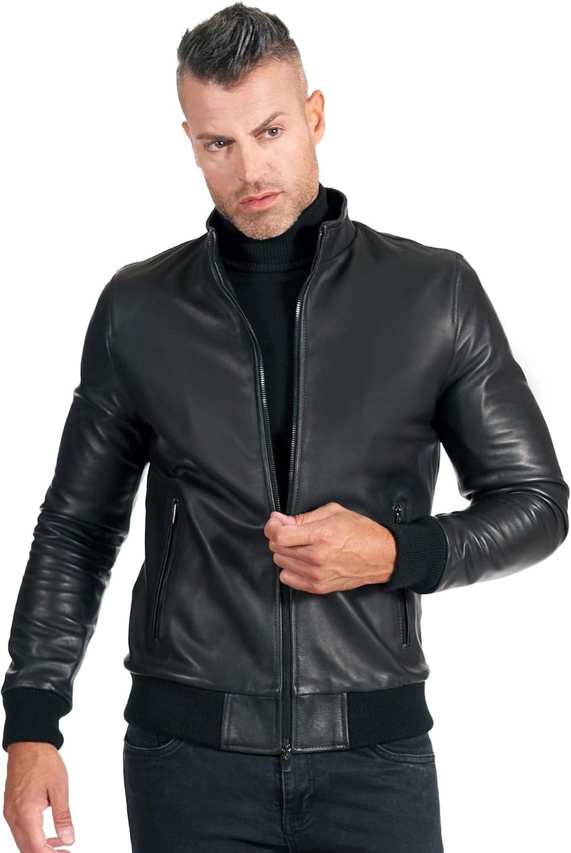 Pull up lamb leather bomber jacket vintage aspect