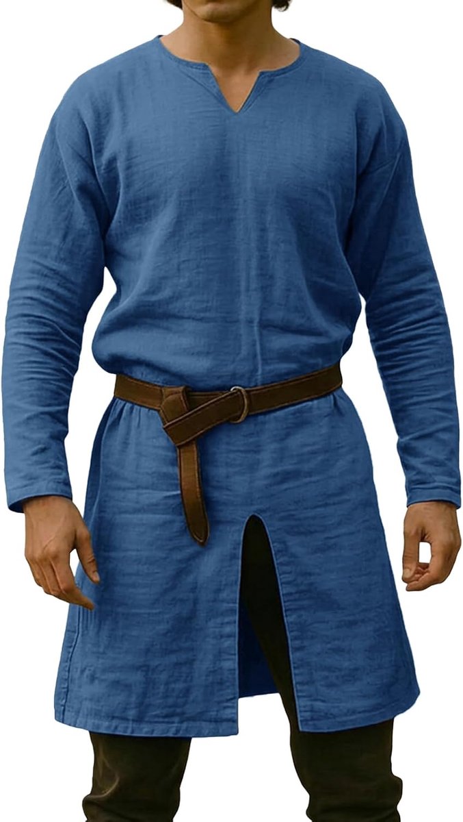 Renaissancekostuum voor heren, middeleeuwse tuniek met lange mouwen, Vikingvest, cape, bovenstuk voor Halloween, carnaval, cosplay