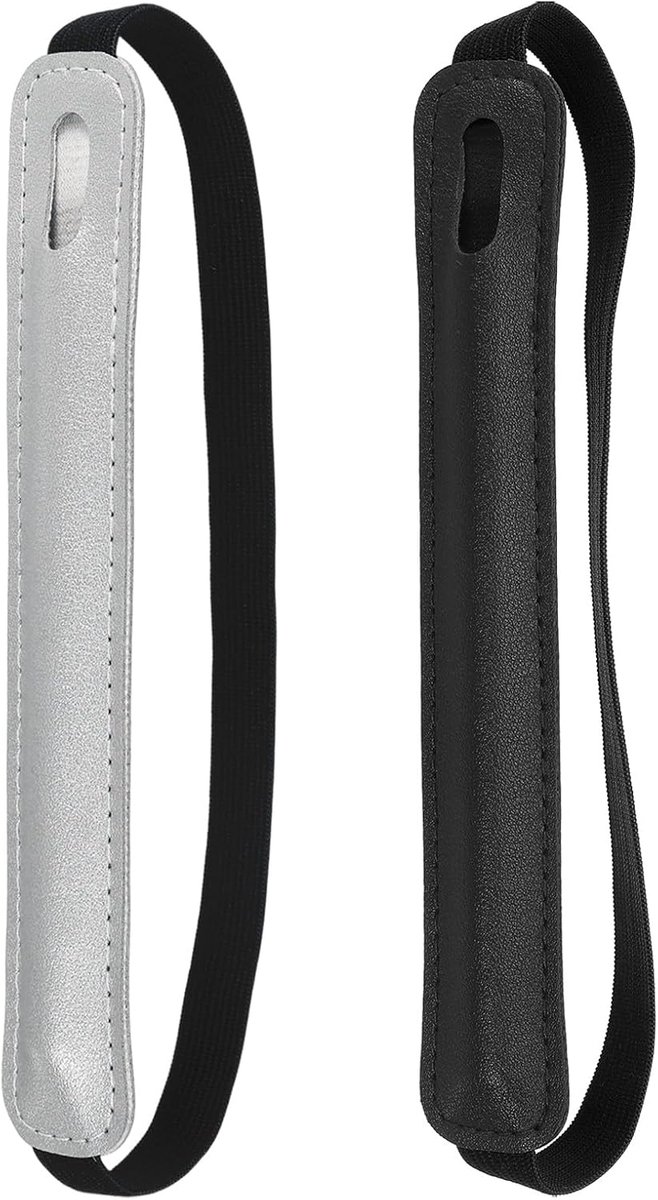 2 Stks Stylus Houder voor Tablet, Universele Pen Sleeve Intrekbare Stylus Pen Houder Elastische Potlood Pocket Case Beschermende Pouch voor Tablet Case Notebook, Zwart/Zilver