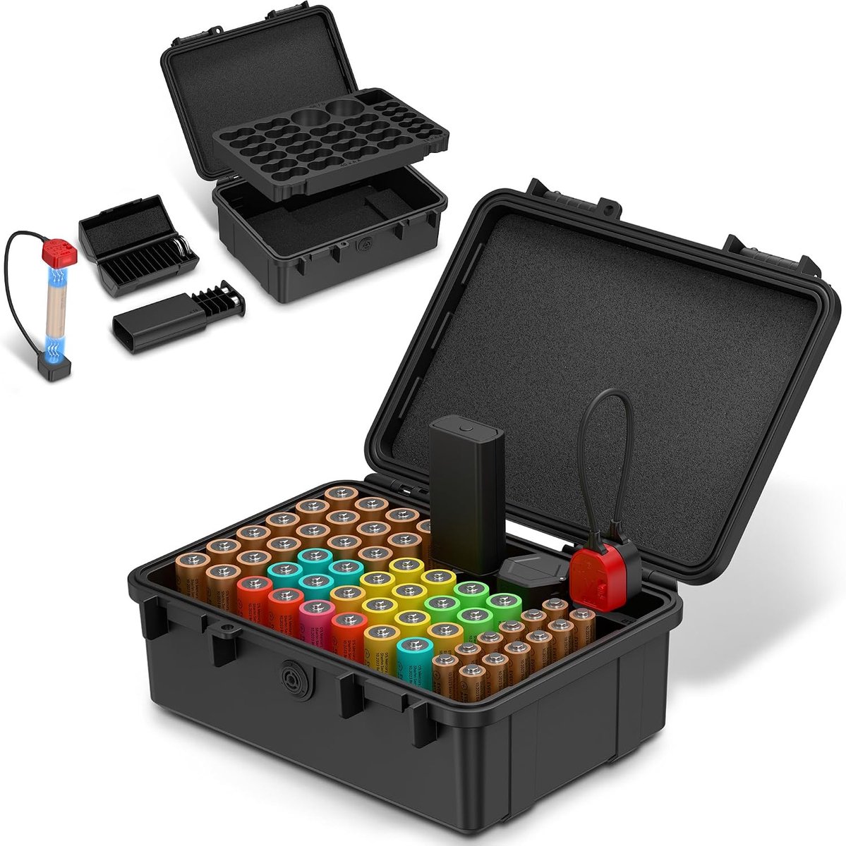 AA batterij opbergkoffer organizer & kleine batterij tester