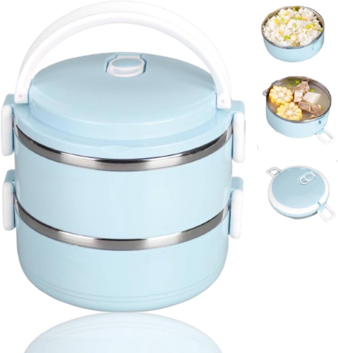 Lunchbox, Thermische Lunchbox Stapelbare Verwarmde Lunchbox Voor Volwassenen Voedselverwarmer Geïsoleerde Lunchbox Lunchcontainers Voedsel Thermos Lunchverwarmer Draagbare(E)