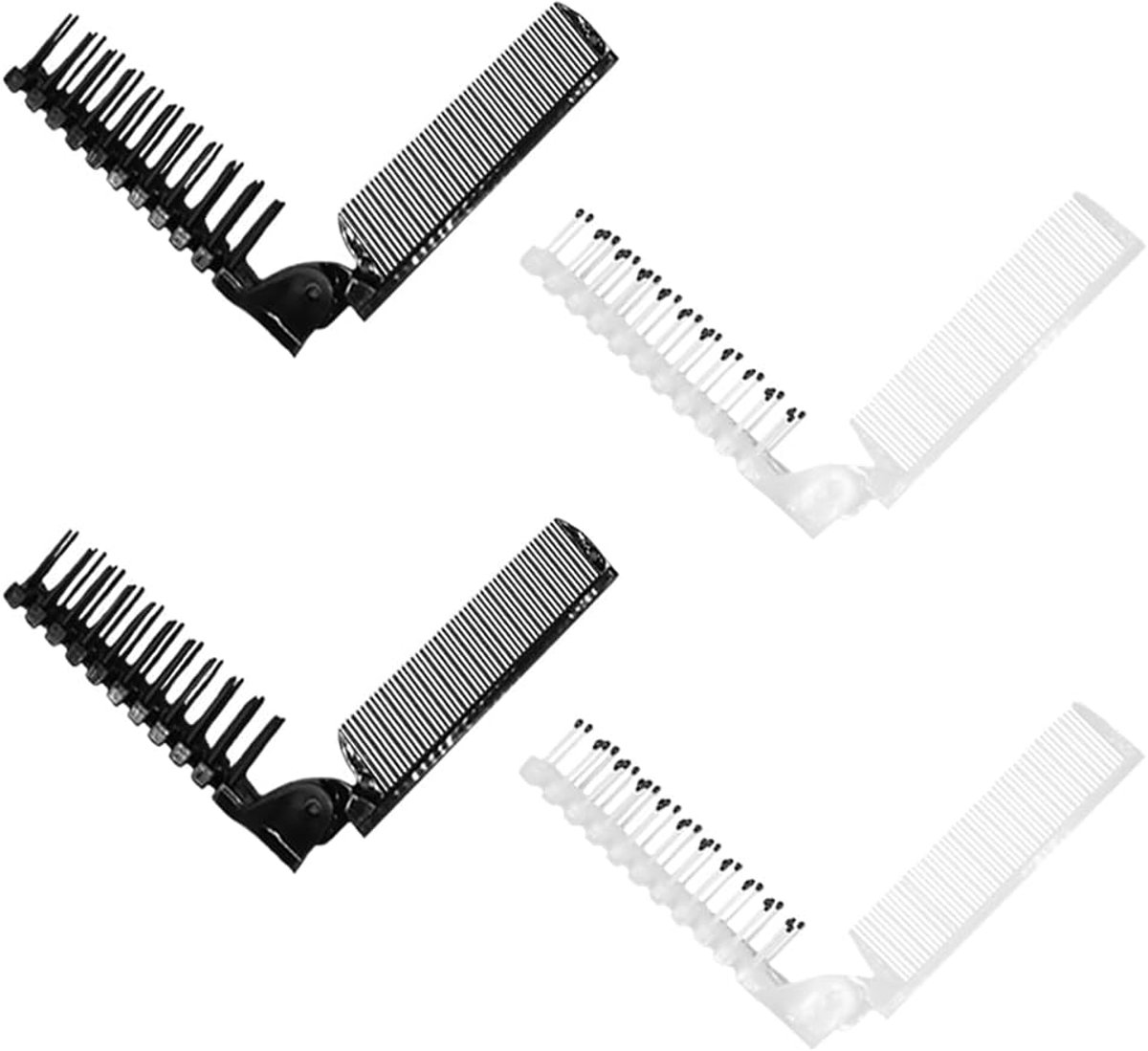 4 stuks opvouwbare haarborstel, plastic draagbare reishaarborstel 2-in-1 opvouwbare haarborstel opvouwbare zak haarborstel kam dubbele kop massage haarkam kappersgereedschap voor dik dun haar