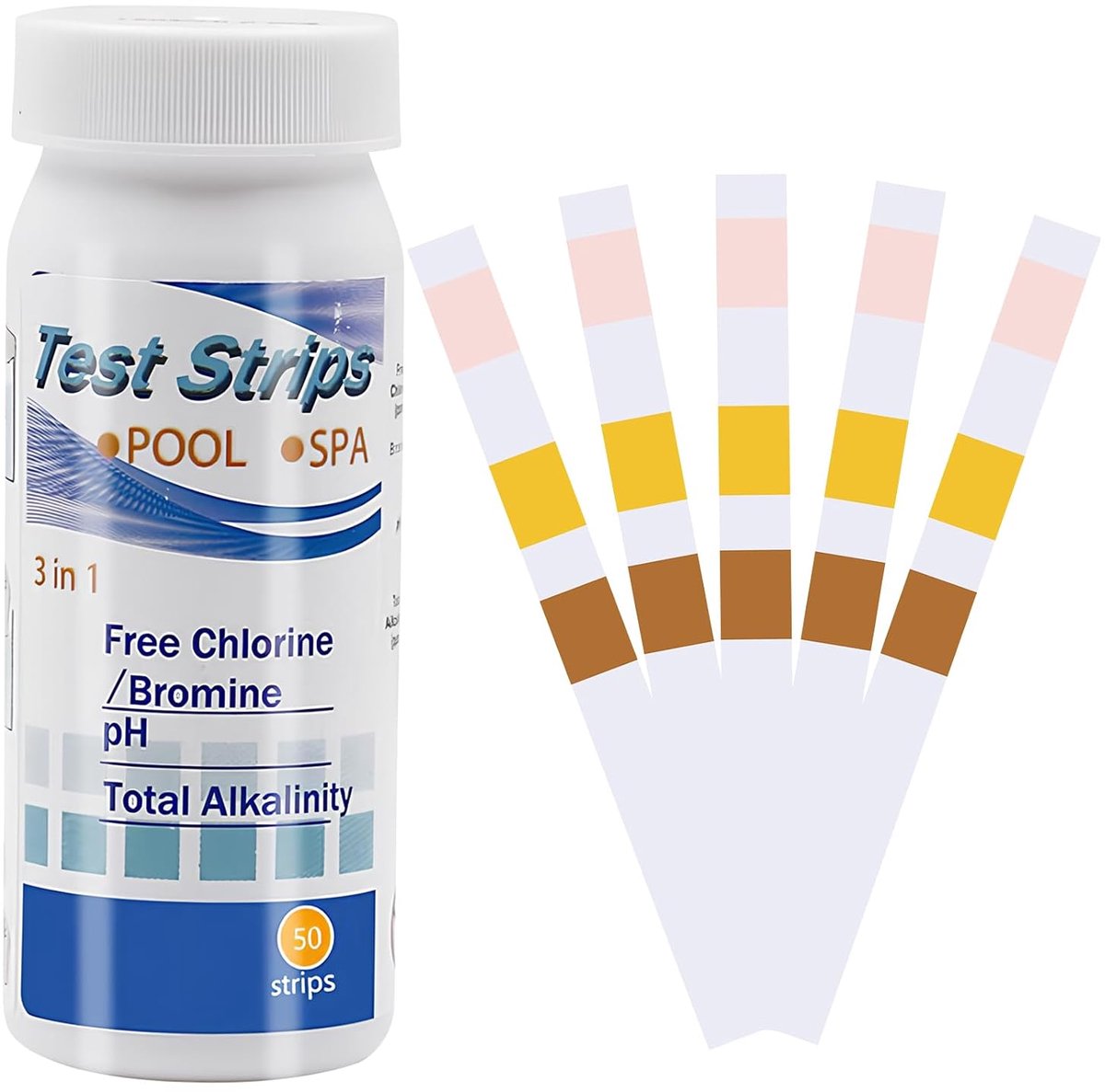 50 stuks, 3-in-1 teststrips voor zwembadanalyse, pH, chloor en alkaliniteit, geschikt voor aquarium, spa en zwembad