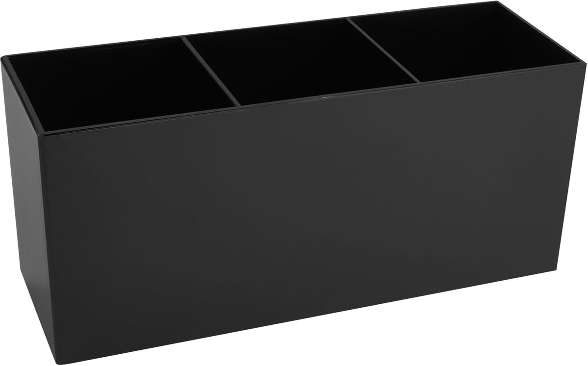 1 stuk cosmetische kwasthouder met 3 vakken, zwarte opbergdoos, acryl opbergdoos, desktop wenkbrauwborstelhouder, robuuste penhouder, organizer, voor eyeliner