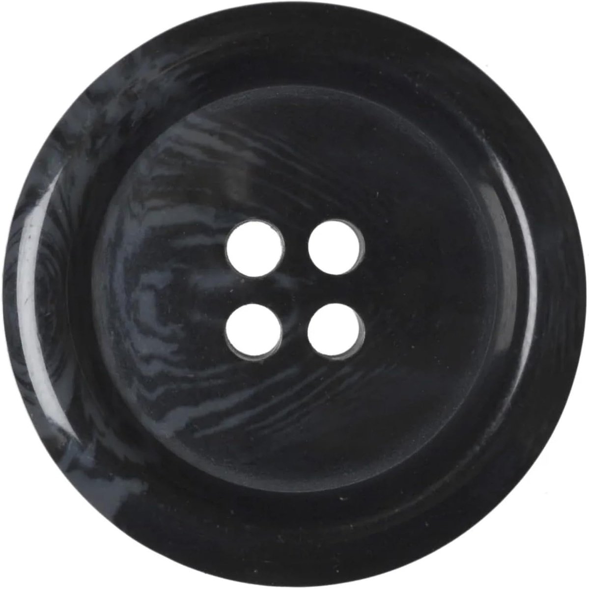 6-pack zwarte 25 mm ronde kunsthoorn kunststof knopen met 4 gaten – Ideaal voor jassen, vesten, cardigans (40L)
