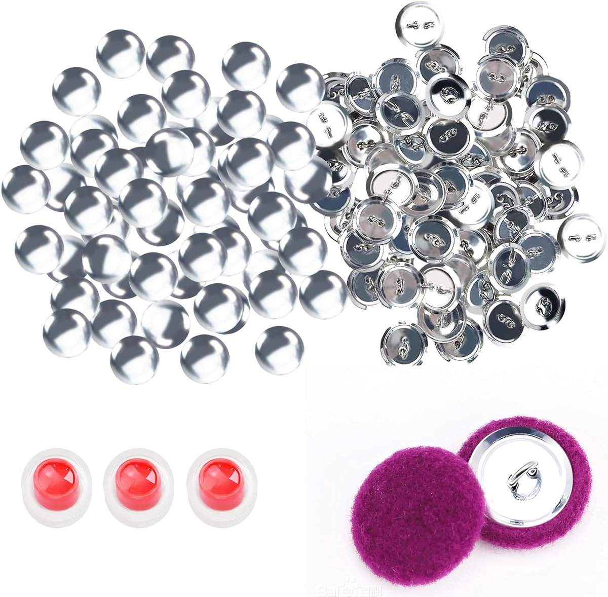 Knopen, knopen om te bedekken met platte achterkanten, ronde knopenset, stoffen tasknopen, knoopsets voor hoeden, shirts, rugzakken, doe-het-zelfbenodigdheden (22 mm)