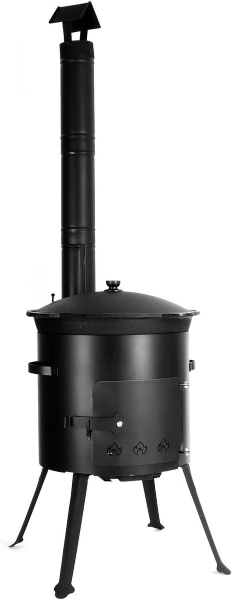 Utschak 10 L Kazan Oven, zwart gietijzer, Kachel, vrijstaand, Kazan 10 L set compleet