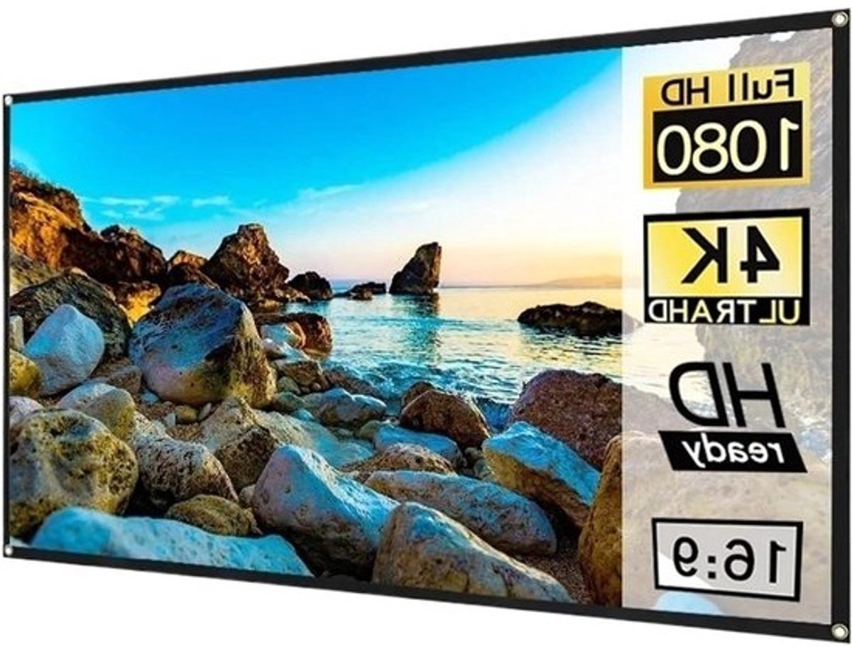 Projectiescherm - Huisbioscoop Scherm - Film Avond - Opvouwbaar Makkelijk - 150 Inch - Wit