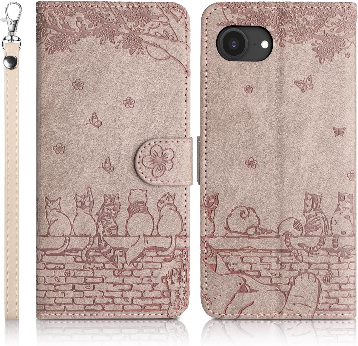 Beschermhoesje voor iPhone 17e Premium PU lederen portemonnee Flip boek hoes standfunctie slot kaart magneetsluiting case beschermhoes voor iPhone 17e grijs