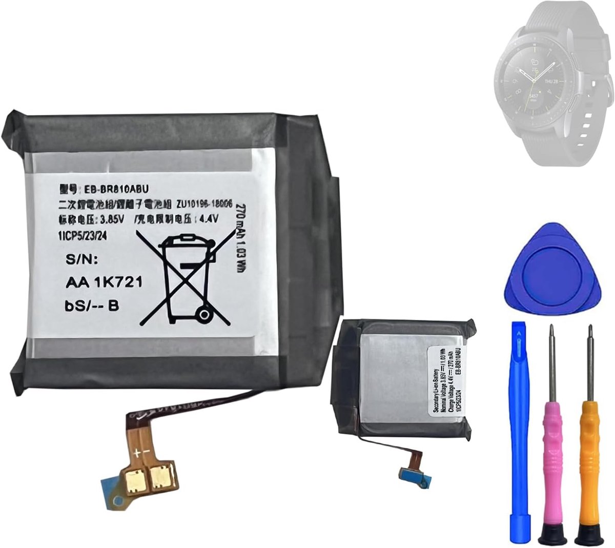 Reservebatterij batterij EB-BR810ABU compatibel met Gear S4 Watch 42 mm with Tools