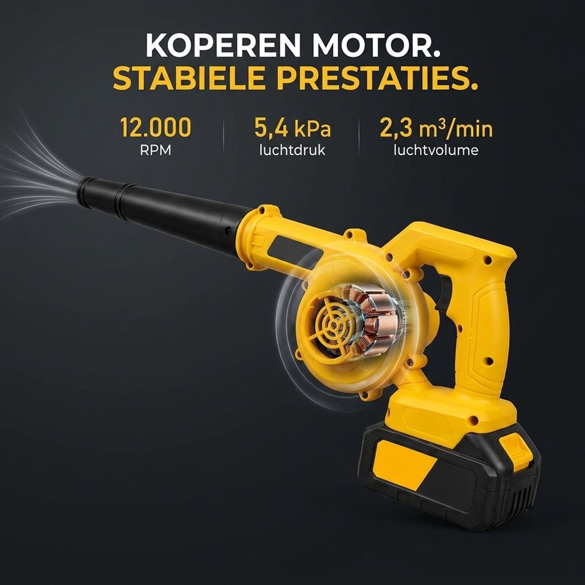 Bladblazer - Draadloze Accu Bladblazer 21V - Koperen Motor - 12.000 rpm - met Kinderslot en Oververhittingsbeveiliging – foto 7