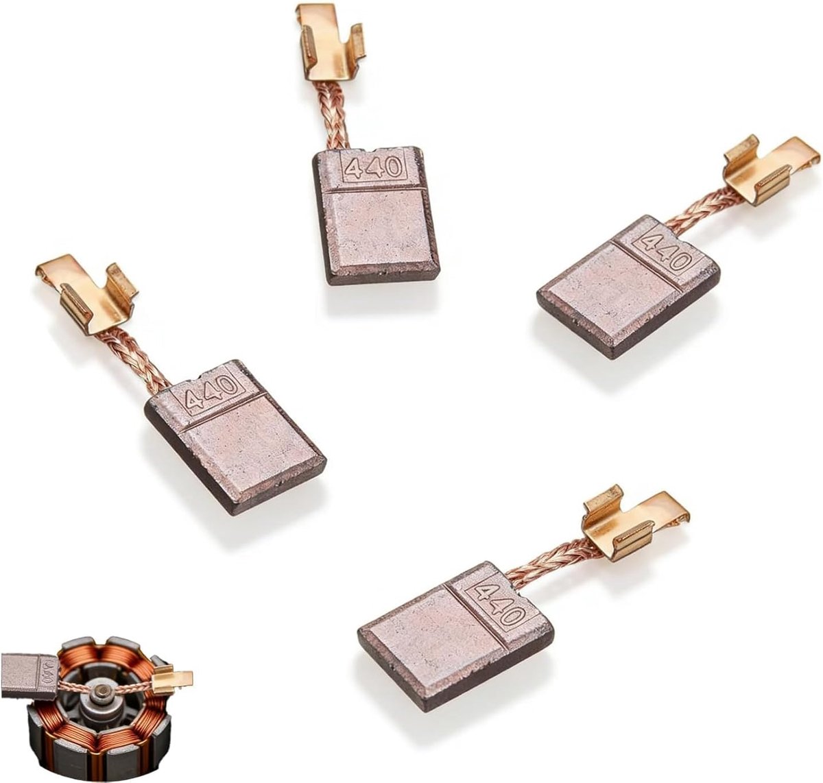 Set van 4 koolborstels, compatibel met Makita modellen CB-448/CB-440, hoogwaardige motorkoolborstels van carbon en metaal, vervangt onderdeelnummer 194427-5