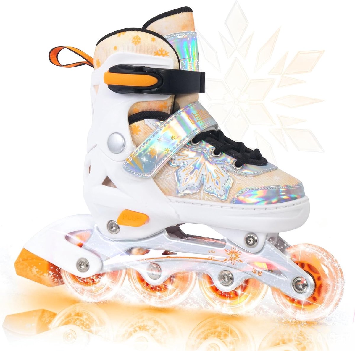 Verstelbare inlineskates - sneeuwvlokken inline skates voor meisjes en jongens, rolschaatsen veilig en comfortabel voor beginners
