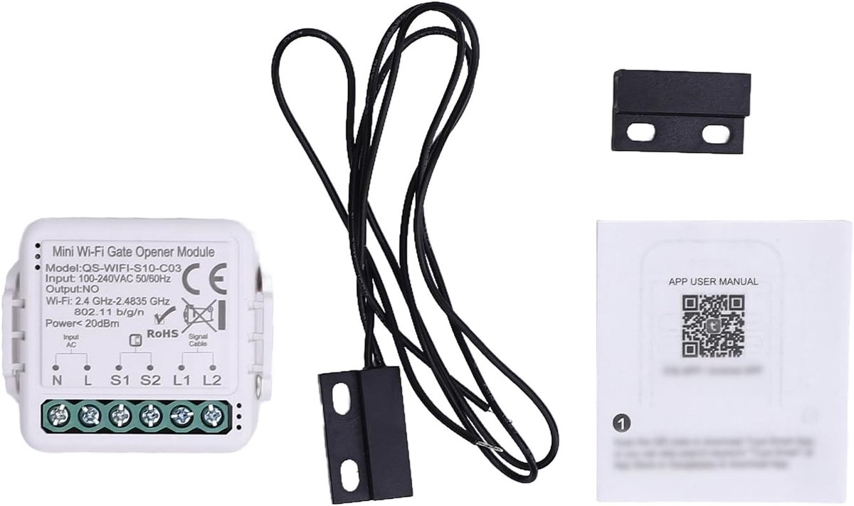 Mini Garagedeuropener Module Spraakbesturing voor Remote Access WiFi Gate Opener voor Huishoudelijk Gebruik (QS-WIFI-S10-C03)