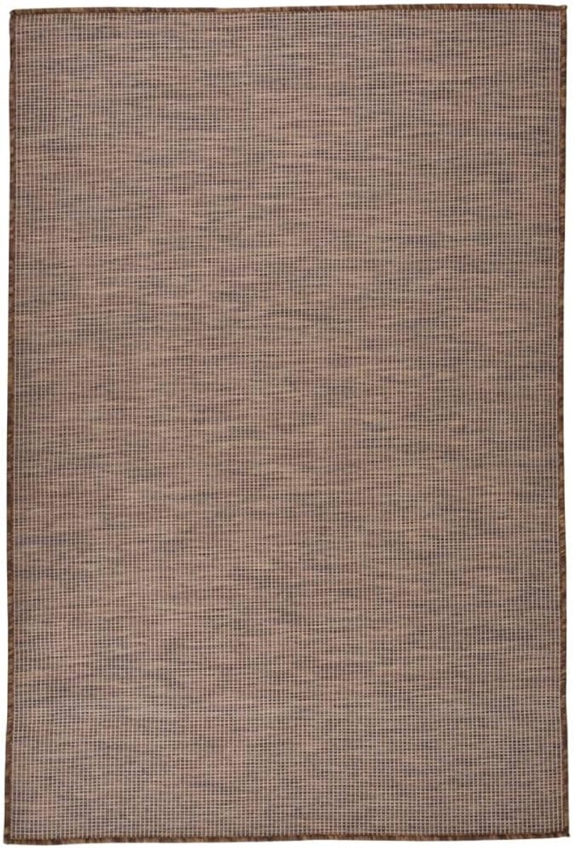 Tapijt, 120 x 170 cm, plat geweven, bruin, weerbestendig, voor terras en balkon