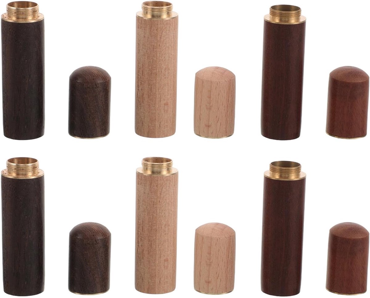 6 Stuks Delige Houten Naaldhouder met Opbergbuis voor Borduurwerk Naaibenodigdheden Draagbare Stevige Naaldenbox voor Thuis Onderweg Compacte Handwerk Organizer