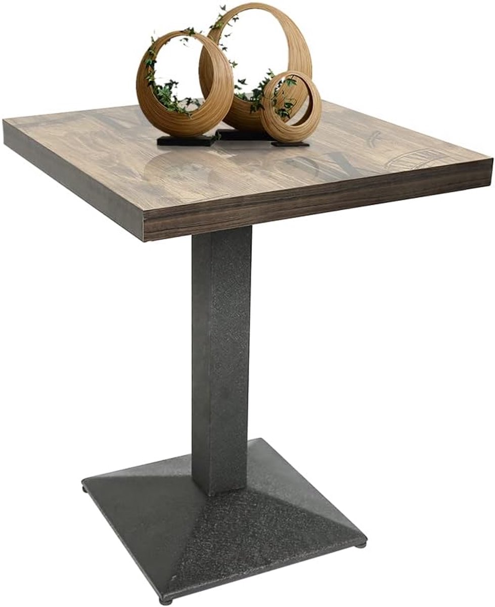 Retro eettafel, hoogte 75 cm, vierkante keukenbartafel, keukentafel van metaal en hout, bistrotafel voor 1-4 personen (type A)