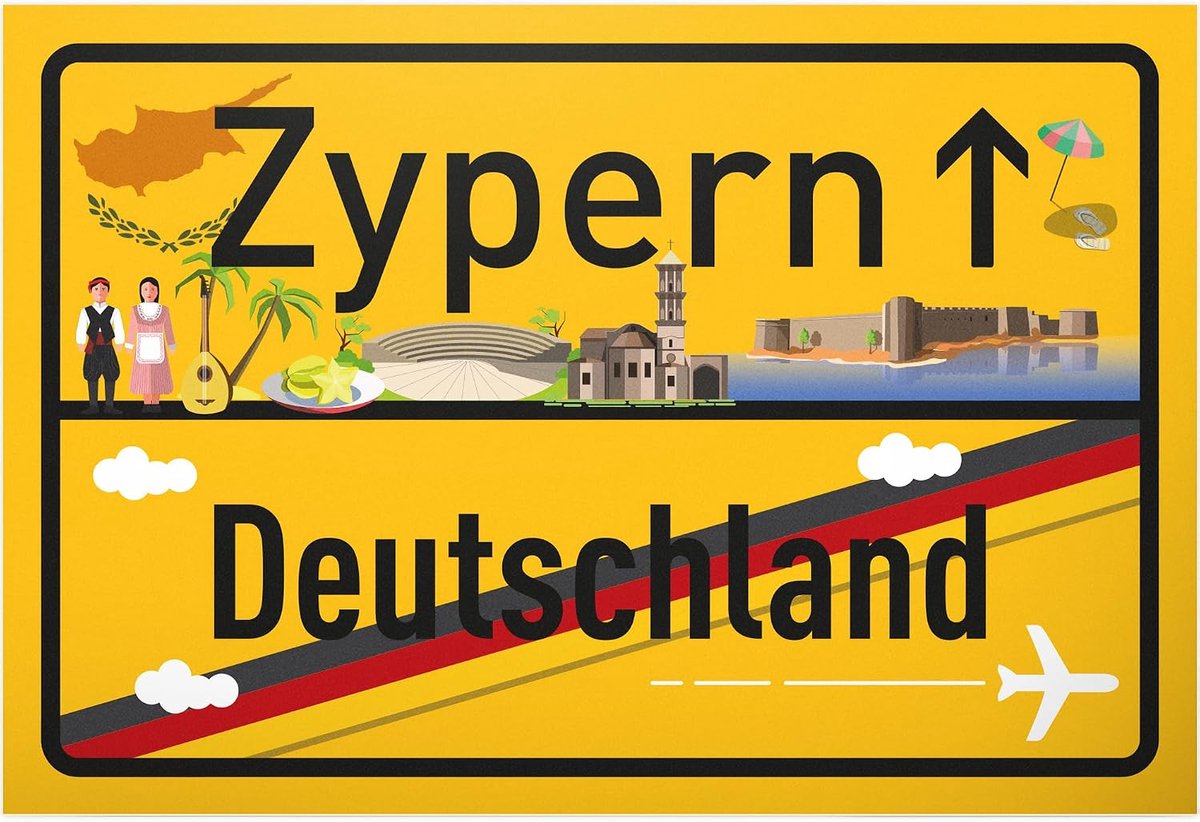 Cyprus plaatsbord - kunststof bord 30 x 20 cm - cadeau-idee cadeaubon reizen vakantie reisvoucher mannen en vrouwen geldgeschenk afscheidskaart cadeau-idee decoratieve kaart