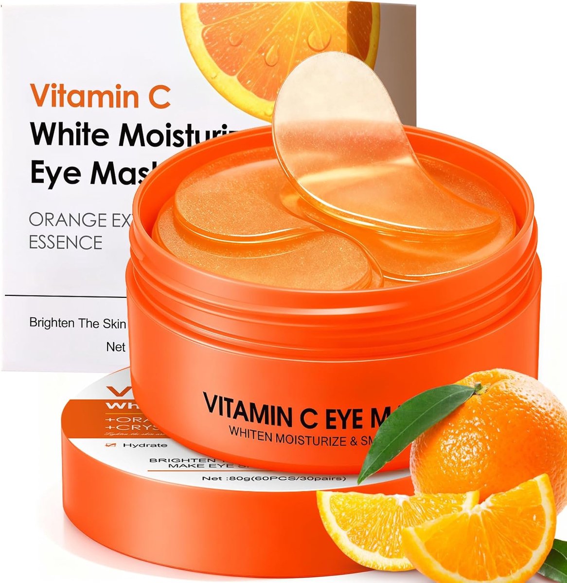 60 vitamine C serum oogpads, intensieve hydrogel oogmaskers tegen wallen en rimpels, anti-aging oogverzorgingspads met vitamine C, hyaluronzuur en collageen, hydraterend en lichter