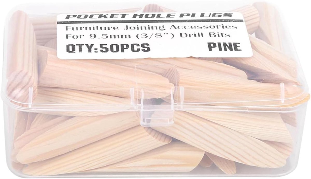 50 Stuks Houten Pocket Gat Plug Kit met Schroeven Pluggen voor Schuine Gaten van Grenen Hout Houtbewerking Gereedschap voor Timmerlieden