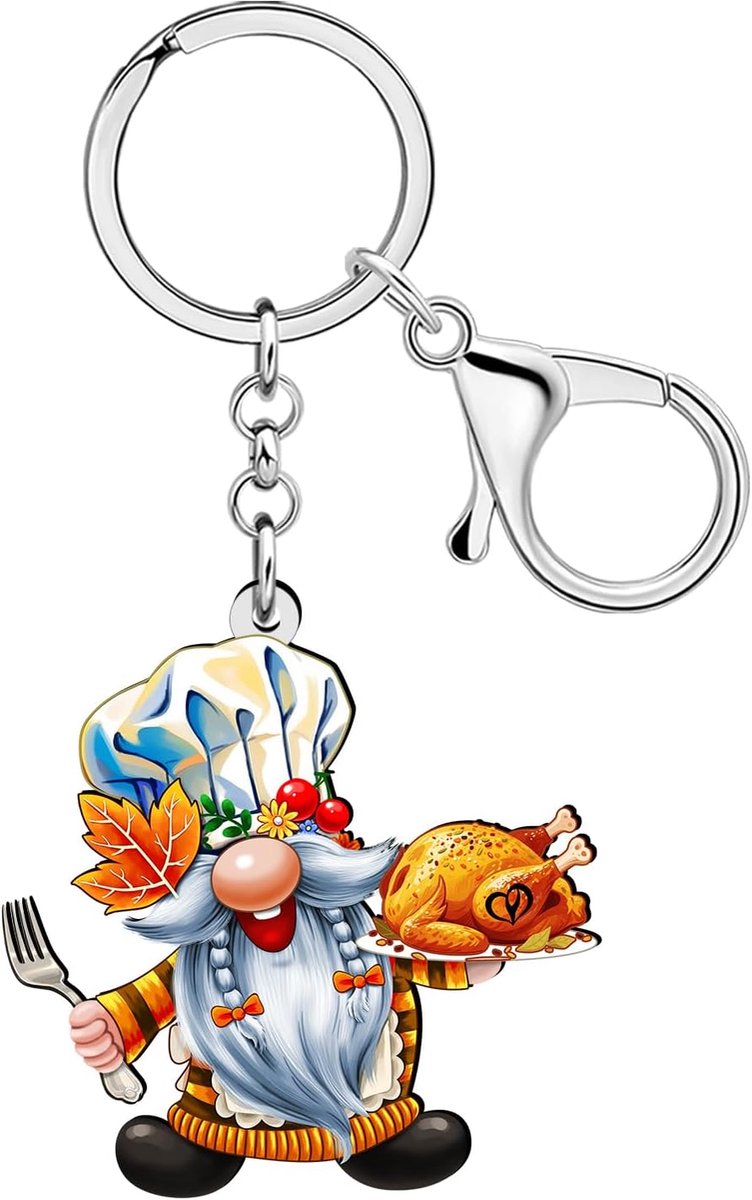 Herfst Kabouter Sleutelhanger Accessoires,Thanksgiving Pompoen Sleutelhanger Herfst Kabouters Geschenken voor Vrouwen Meisjes Tas Charms