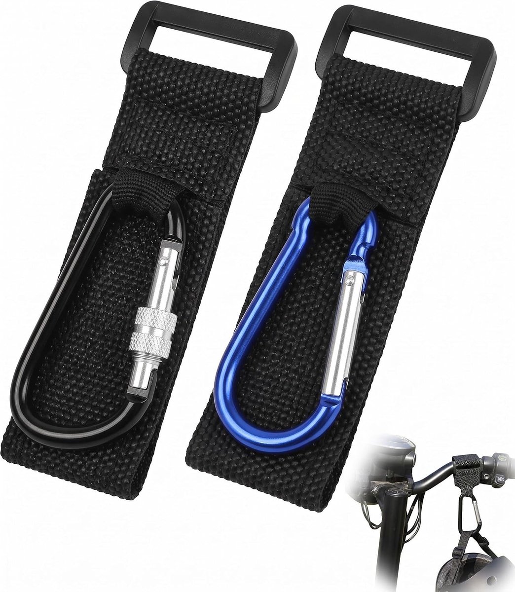 Set van 2 helmhaken voor e-scooter, multifunctioneel, zwart en blauw
