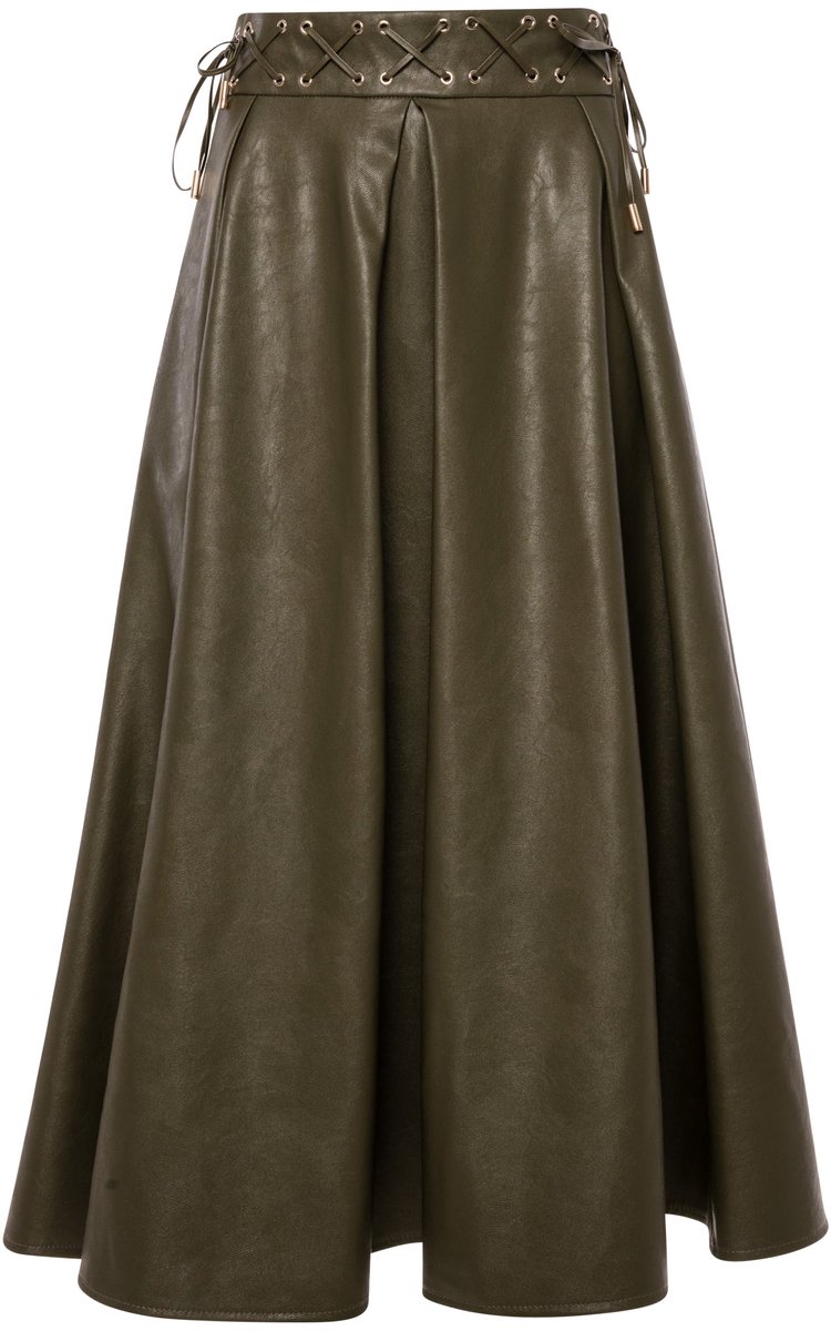 Fracomina rok groen met veterdetail aan de tailleband voor dames - L (40)