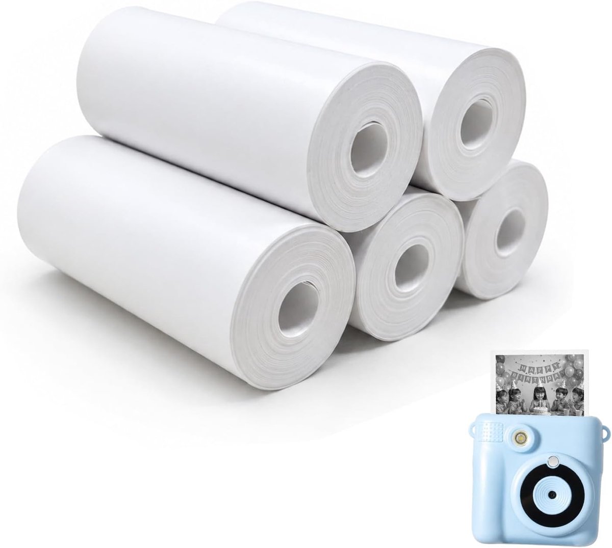 Thermisch papier 5 rollen - hoge helderheid - 5,5 cm x 2,8 cm - ideaal voor directe afdrukken - ShopVlot