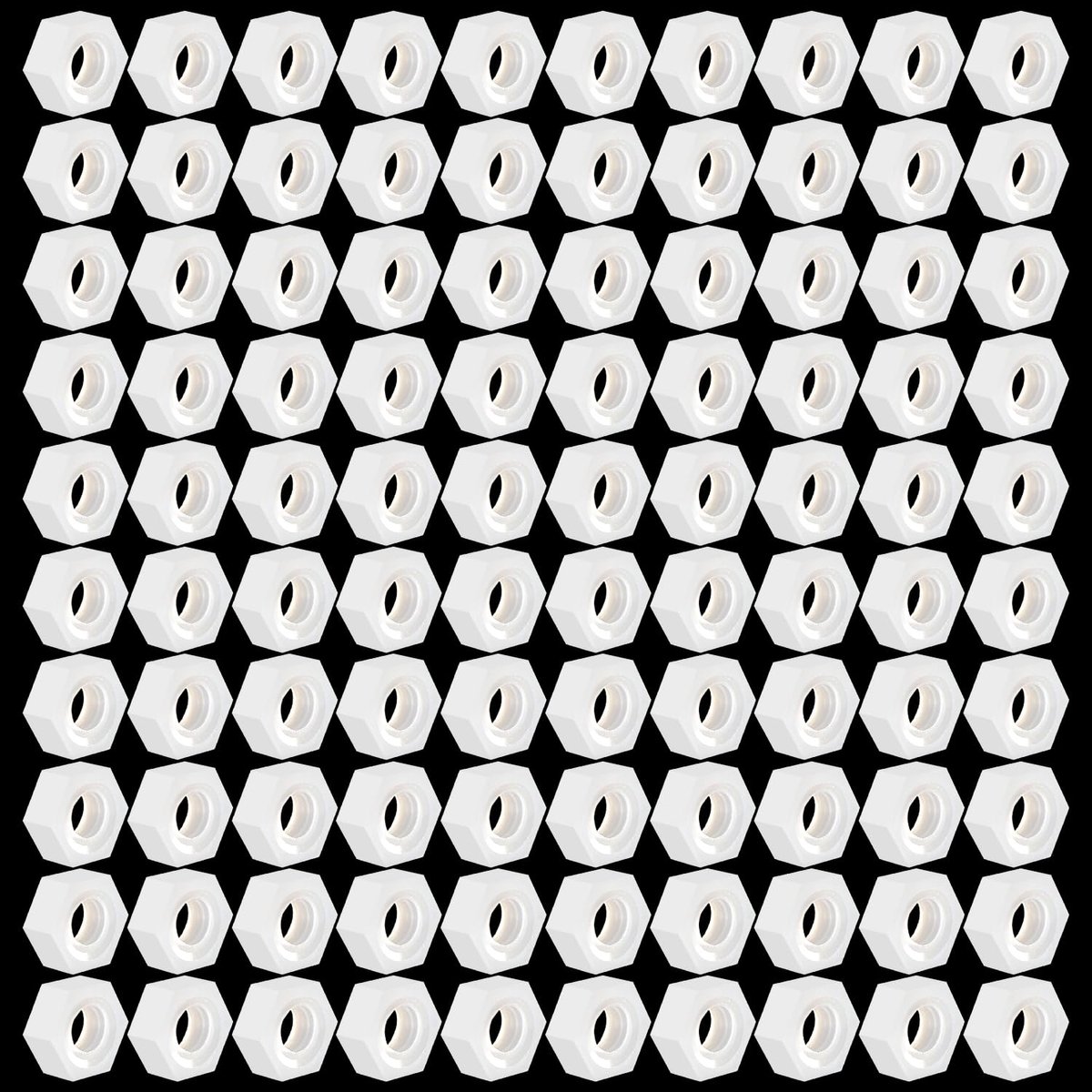 100 Stuks M4 Metrische Draad Zeskantbevestiging, Nylon Zeskantmoeren, Kunststof Zeskantmoer, Wit