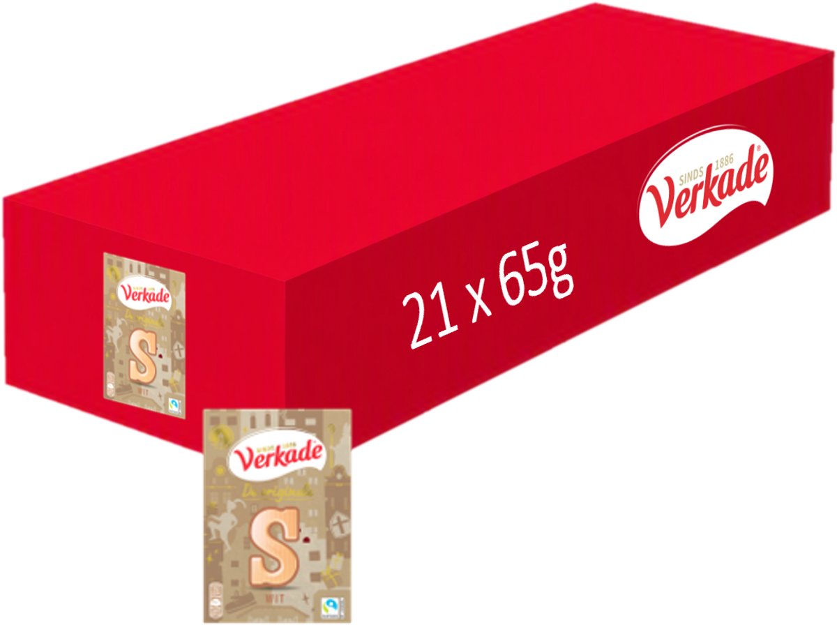Verkade Chocoladeletter Wit - Letter S - 21 x 65 gram