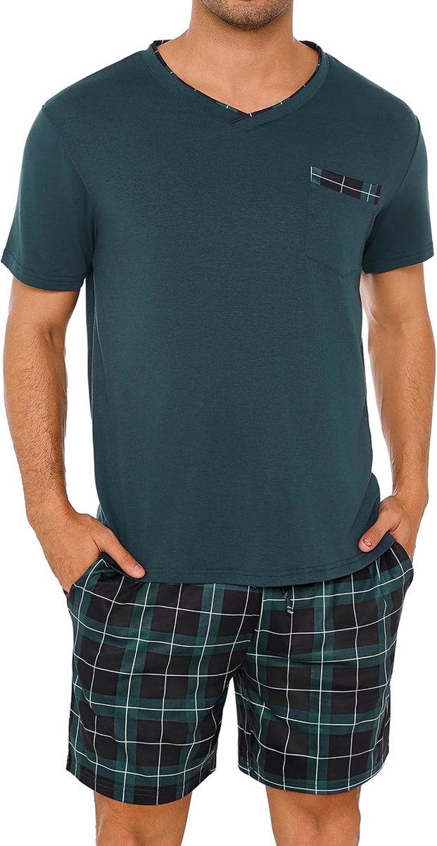 Pyjama voor heren, zomer, pyjamaset, korte mouwen, comfortabel, zacht, S-4XL