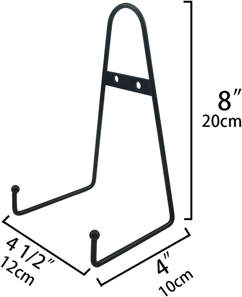 8 inch Grote Zwarte Metalen Wandmontage Display Ezel Plaat Hanger Verticale Plaat Standaard Houders Fotolijst Standaard voor Muur