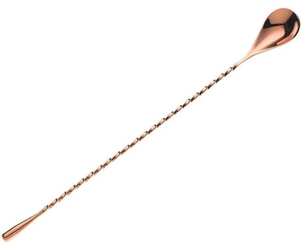 Barroerder Roestvrij Staal - Cocktail Roerstaaf - Cocktails Maken - Druppelvormig Uiteinde - 30 cm - Koper