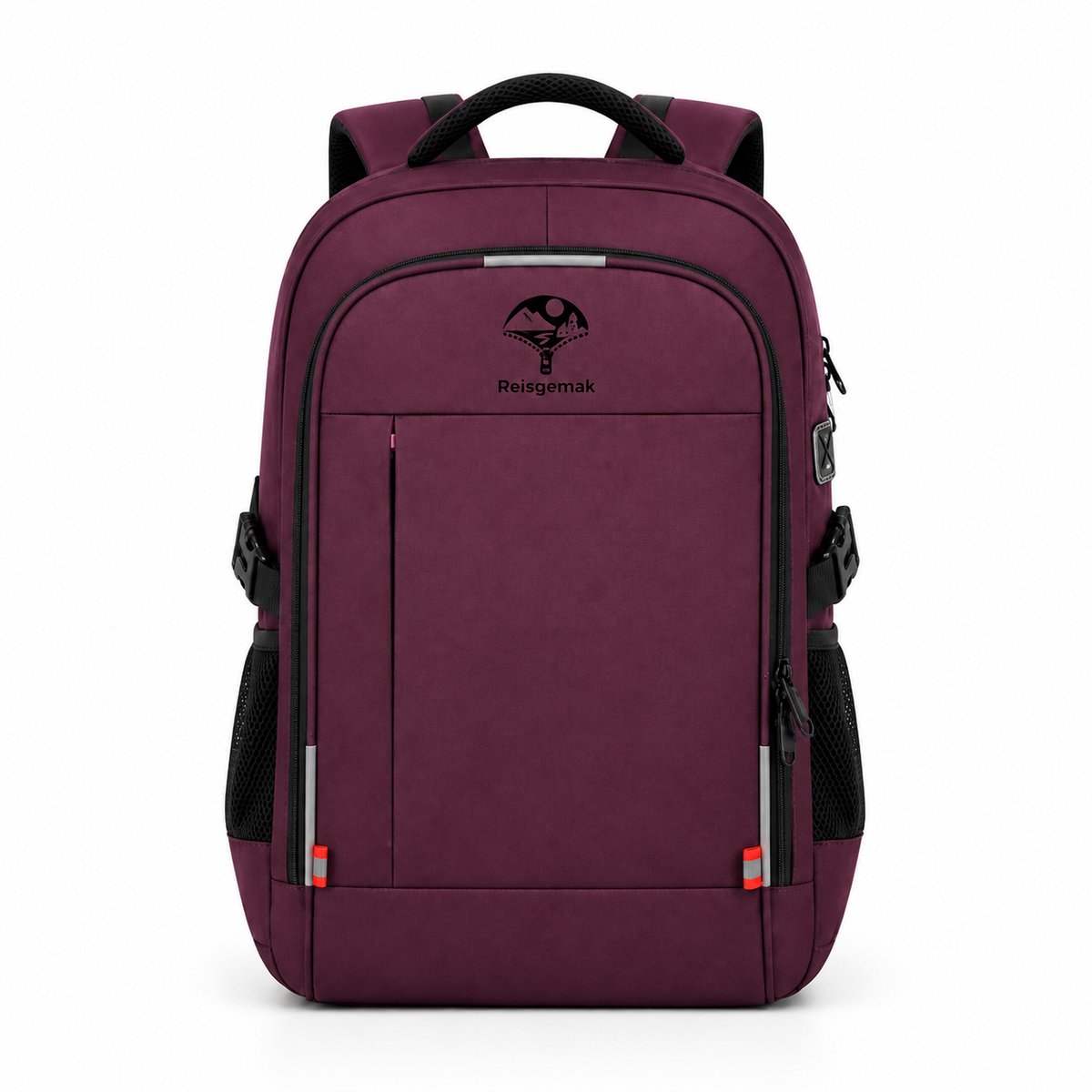 Reisgemak Laptoprugzak 17 inch - 22L - USB-aansluiting en Trolleyband - Bordeaux