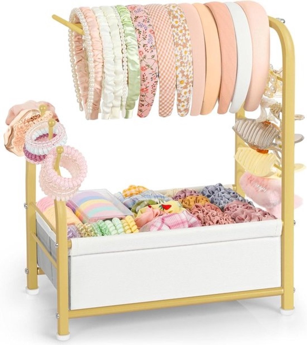 Hoofdbandhouder Scrunchiehouder - Haaraccessoire Organisator - Opbergen Haaraccessoires - Multifunctioneel Ontwerp - Grote Capaciteit - Goud