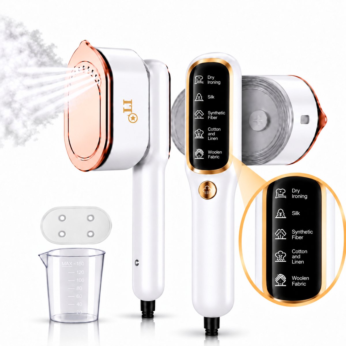 IT Living Reisstrijkijzer & Kledingstomer 2-in-1 – Handstomer - Mini Strijkijzer – Stoomapparaat Kleding - LCD Display – 5 Stoomstanden Voor Verschillende Stoffen – Supersnelle Opwarmtijd - Verticaal & Horizontaal Gebruik