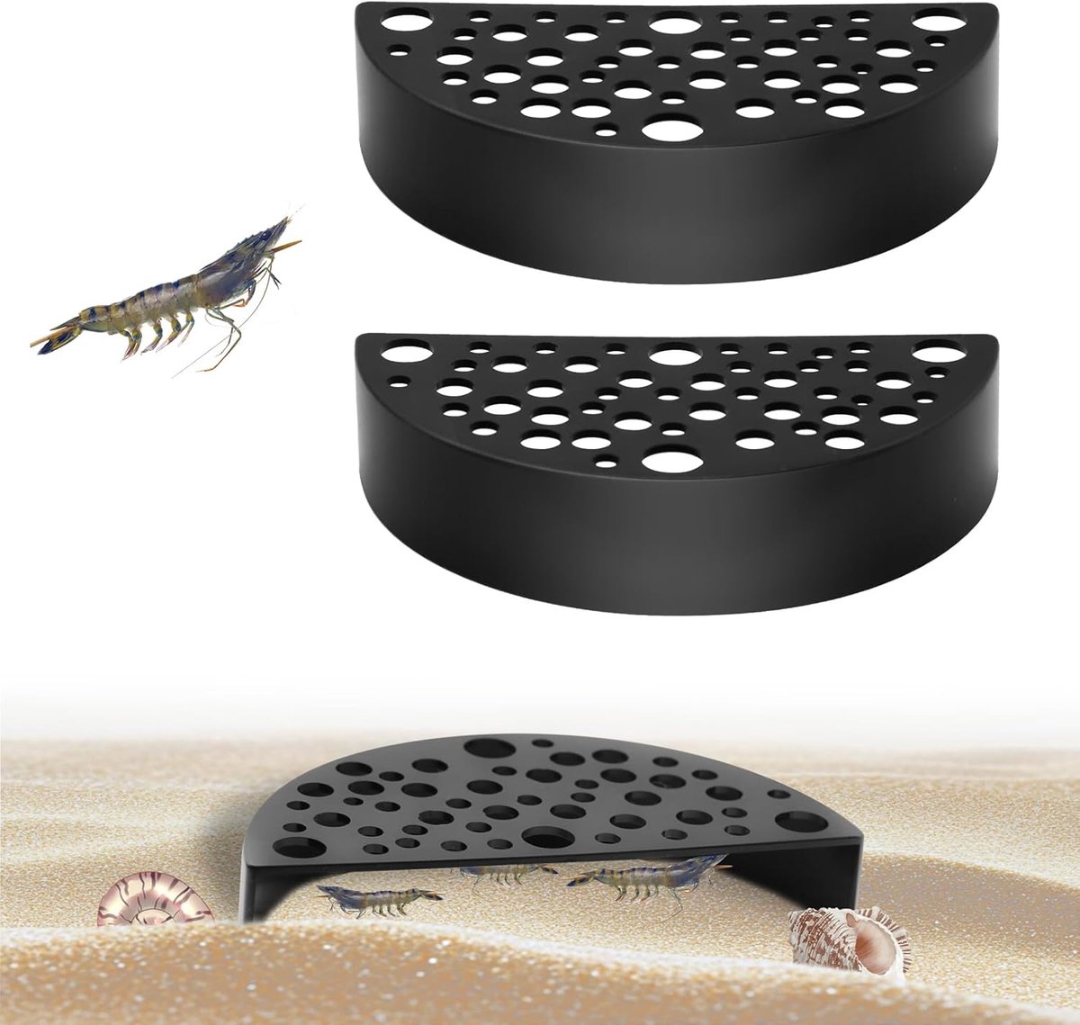 Dailygoods- Garnalenhideout - 2 Stuks - Aquarium Decor - Zwarte Garnalengrot - Premium Plastic - Waterkwaliteit Behoudend - Aquariumdecor