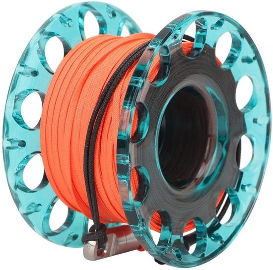 Diving Spool Reel, lichte kunststof mini-vingerreel, spoel met dubbele karabijnhaak, 30 meter lijn, voor duiken, snuiten, onderwater — afbeelding 2