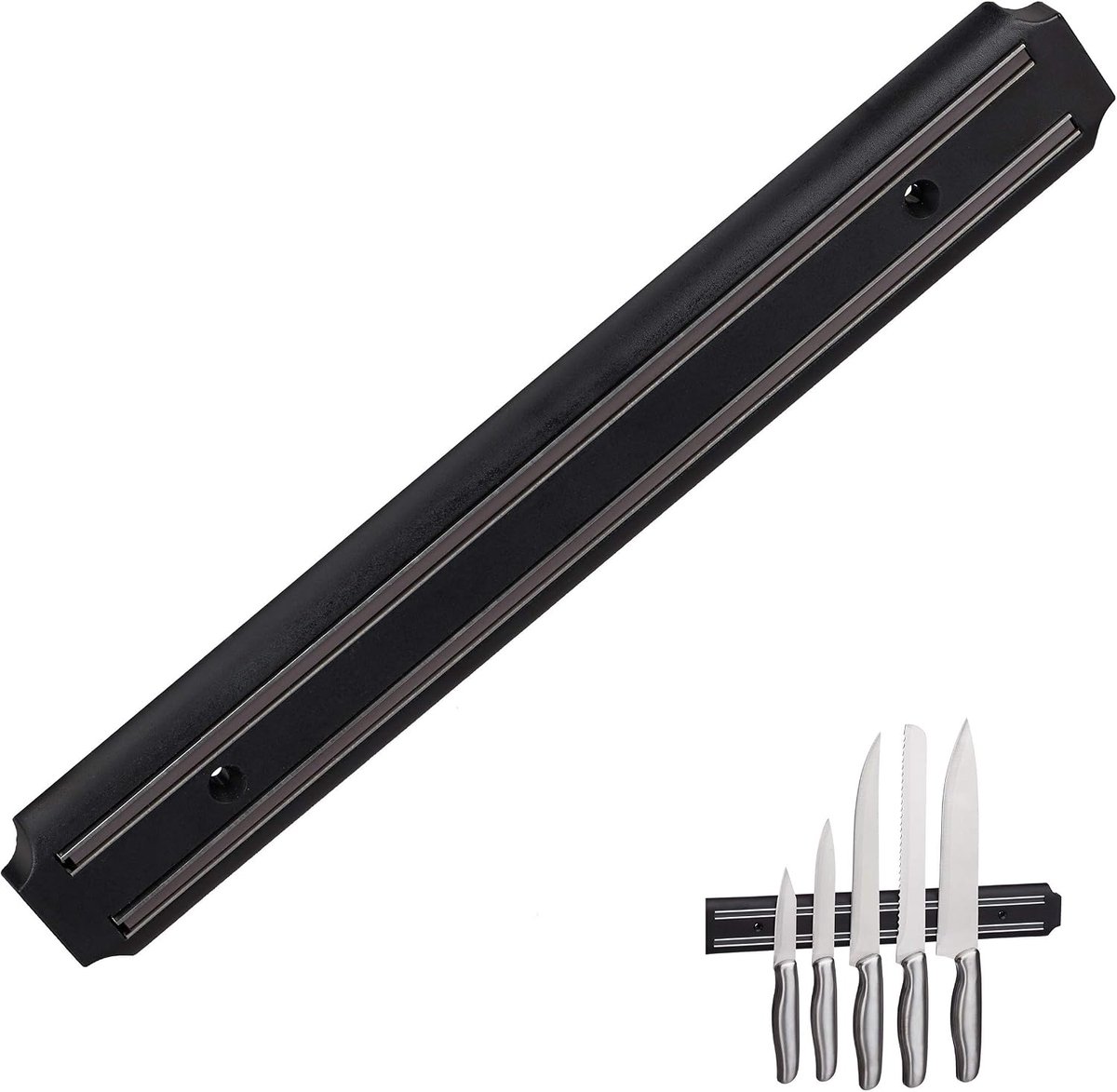 2x magneetstrip wand, 33 cm breed, magnetische wandmagneet, voor keukengereedschap ruimtebesparend, in het zwart